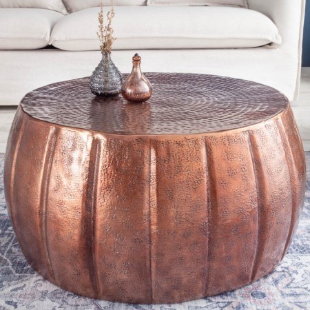 Table basse artisanale MARRAKESCH 65cm cuivre avec design...