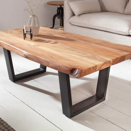 Table basse en tronc d'arbre massif MAMMUT 110cm acacia...