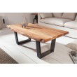 Table basse en tronc d'arbre massif MAMMUT 110cm acacia 3,5cm plateau de table