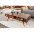 Table basse massive MYSTIC LIVING 117cm acacia brun or design rétro