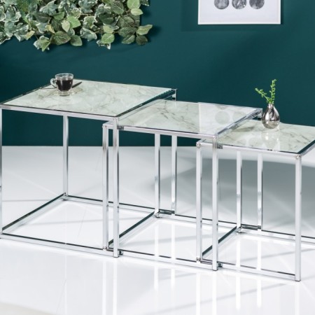 Set de 3 tables d'appoint design ELEMENTS 40cm blanc...