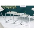 Set de 3 tables d'appoint design ELEMENTS 40cm blanc Plateaux en verre imitation marbre