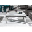 Eleganter Couchtisch MODERN BAROCK 100cm Glasplatte in Marmoroptik Edelstahlbeine