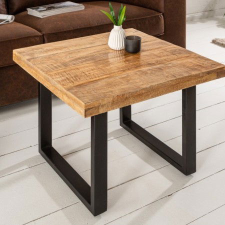 Table basse massive IRON CRAFT 60cm bois de mangue design...