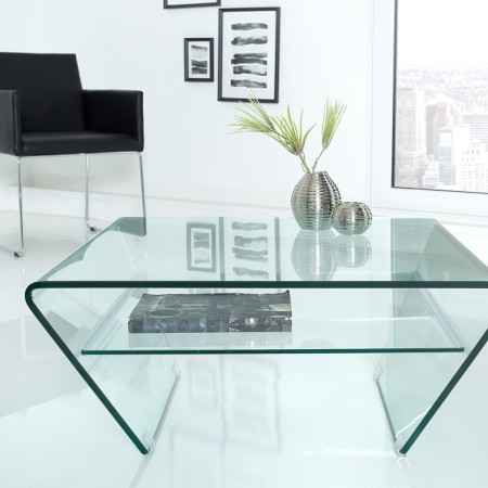 Table basse moderne en verre FANTOME 70cm trapèze avec...