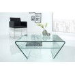 Table basse moderne en verre FANTOME 70cm trapèze avec plateau transparent