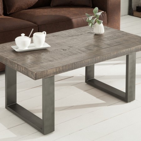 Table basse design IRON CRAFT 100cm bois de manguier gris...