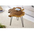 Table d'appoint unique WILD 50cm en teck Rondelle d'arbre Table basse