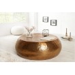 Table basse artisanale ORIENT 80cm cuivre au design martelé classique