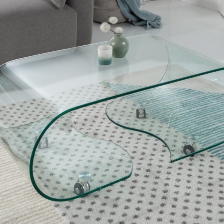 Table basse extravagante en verre FANTOME 90cm transparent