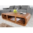 Massiver Couchtisch CURVED 100cm Sheesham Holz Stone Finish TV-Lowboard