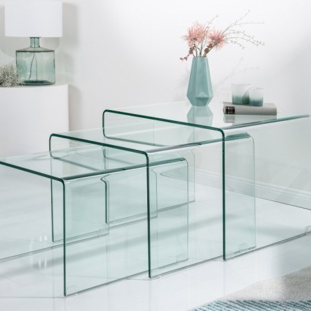 Design 3er Set Glas Couchtisch FANTOME 60cm...